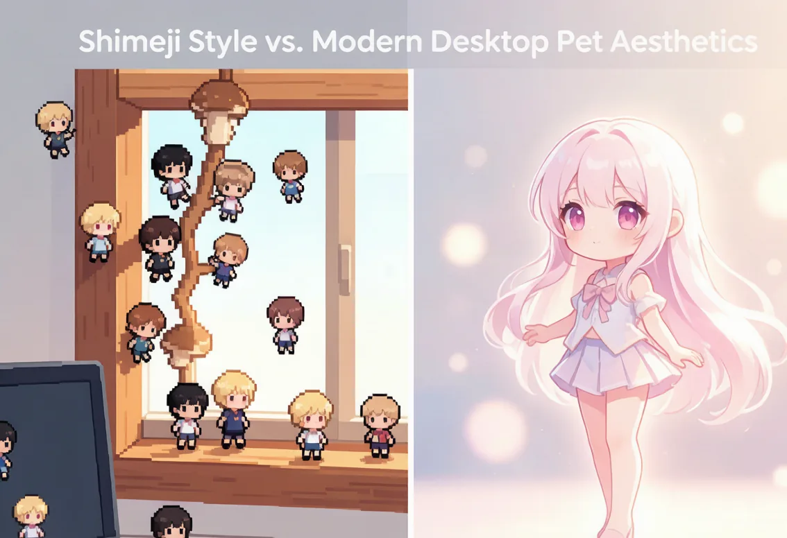 Shimeji vs 3D desktop companion comparison